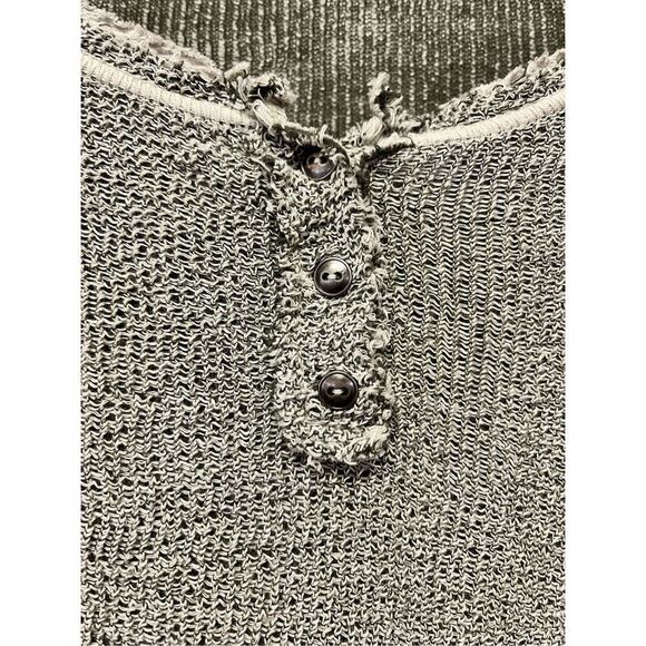 Free People Green Light Weight Ragged Henley sz M ( flaw) - Picture 2 of 7